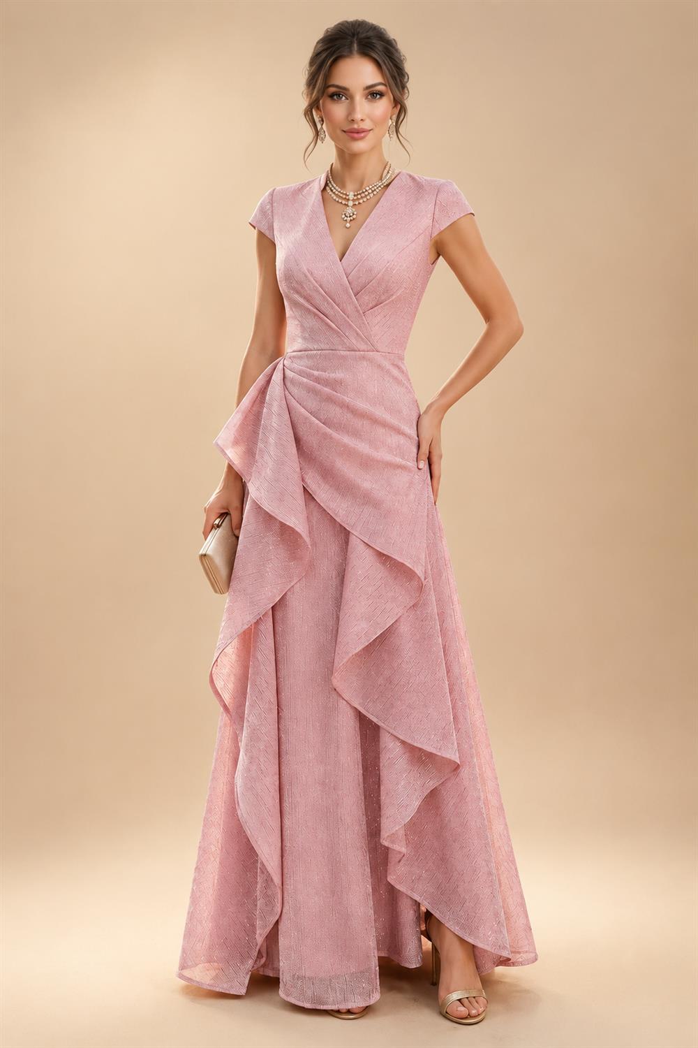 Pantsuits Separates Scoop Neck Sequins Asymmetrical Ankle-Length Mother of the Bride Dress with Slit (SHI22500132)