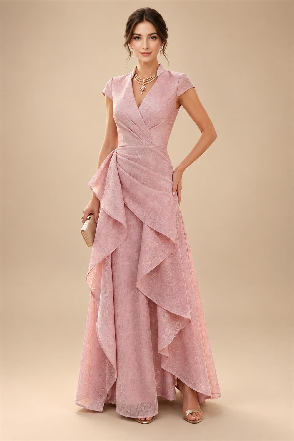 Chiffon Sheath/Column Scoop Neck Floor-Length Mother of the Bride & Groom Dresses with Lace Embroidery Bodice & Ruched Waist (SHI22501513)