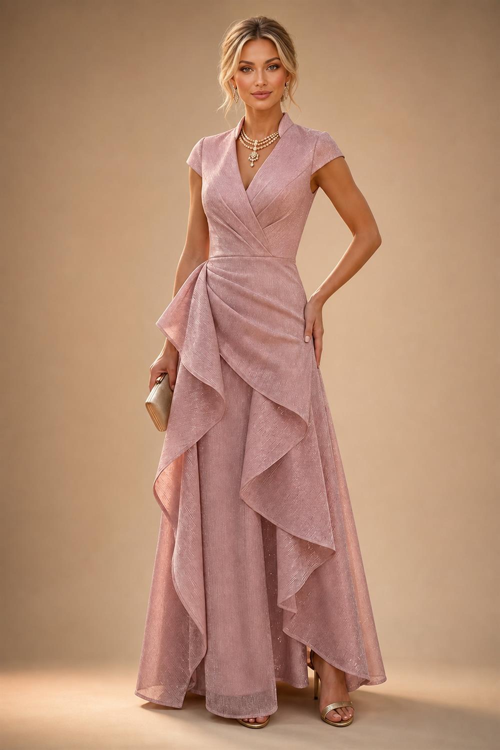 A-Line/Princess Scoop Neck Chiffon Maxi Mother of the Bride & Groom Dresses with Lace Appliques, Sweep Train & Pleats (SHI22501636)