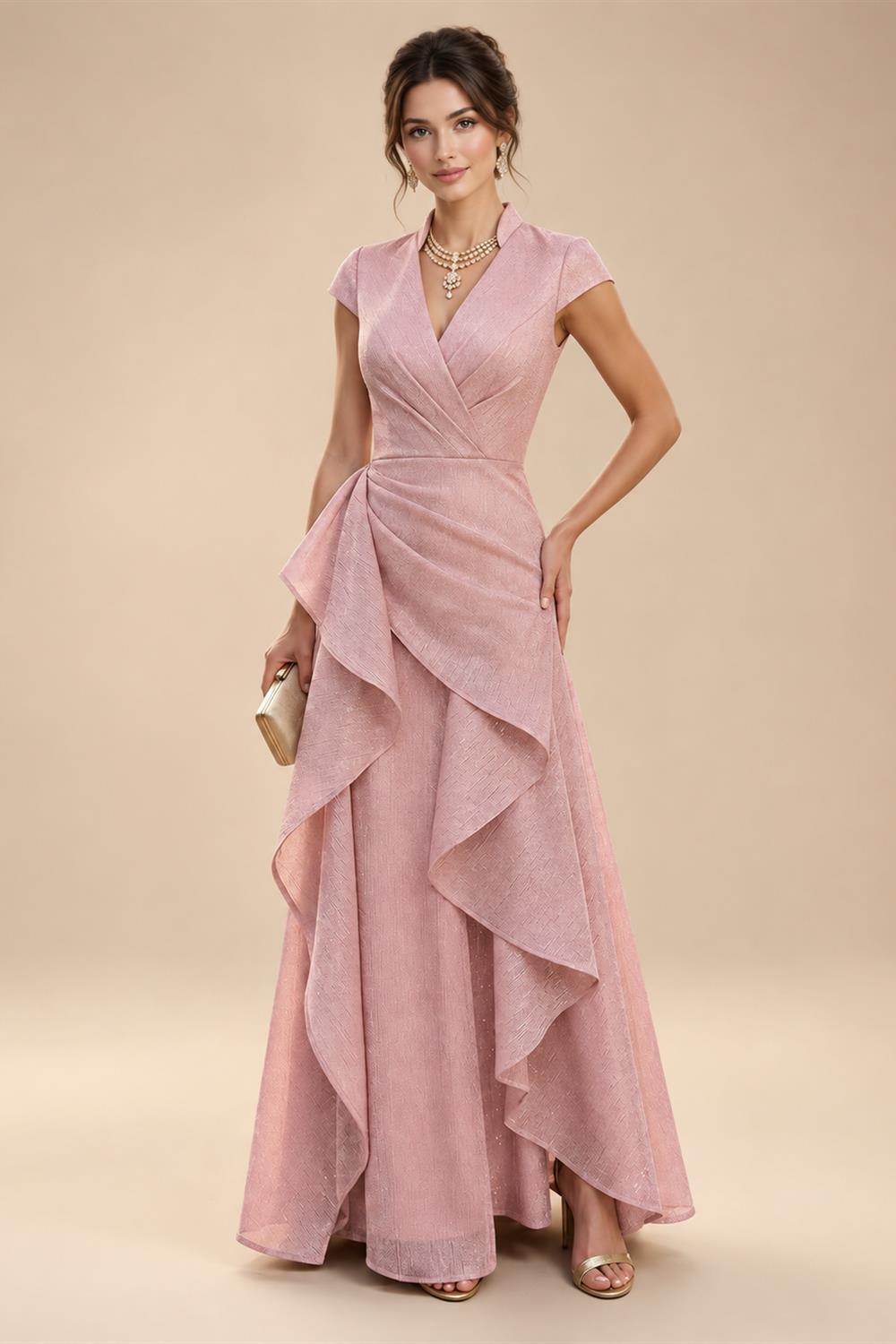 Tulle A-Line/Princess V-Neck Floor-Length Mother of the Bride & Groom Dresses with 3D Flowers (SHI22501351)