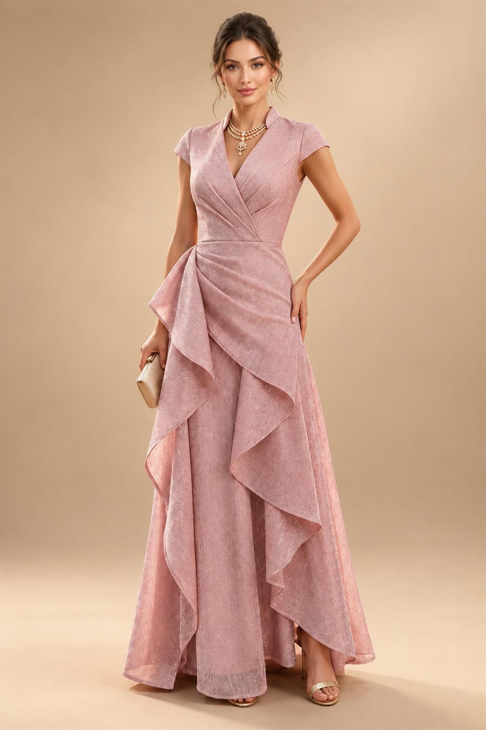 Sheath/Column Strapless Stretch Jersey Maxi Mother of the Bride & Groom Dresses with 3D Flowers & Slit (SHI22501694)