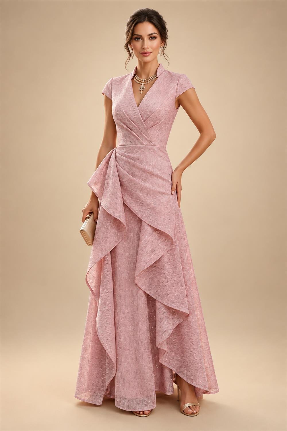 A-Line/Princess Scoop Neck Satin Maxi Mother of the Bride & Groom Dresses with Sweep Train, Ruched Waist & Rhinestones (SHI22501654)
