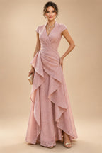 Sheath/Column V-Neck Sequin Maxi Mother of the Bride & Groom Dresses with Ruched Waist & Side Sash (SHI22501697)