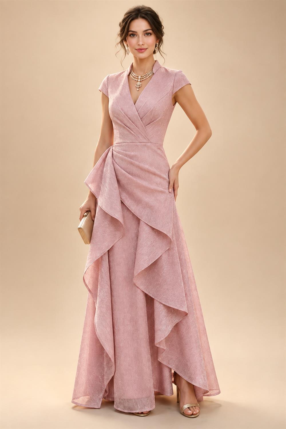 A-Line/Princess Halter Lace Appliques Tea-Length Mother of the Bride & Groom Dresses with 3D Flowers & Ruched Waist (SHI23001321)