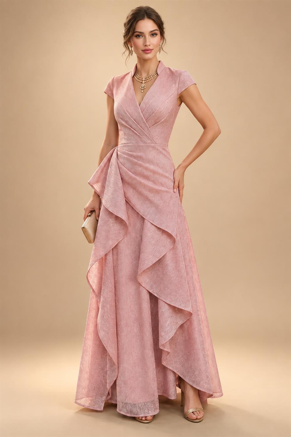 A-Line/Princess V-Neck Chiffon Floor-Length Mother of the Bride & Groom Dresses with Pleats (SHI22501646)