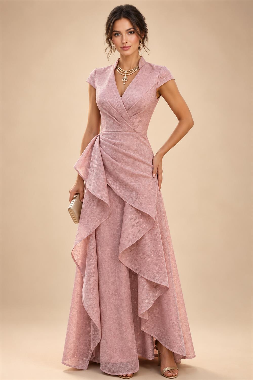 Chiffon Lace A-Line/Princess Off Shoulder Long Mother of the Bride & Groom Dresses with Ruched Waist & Sweep Train (SHI22501250)