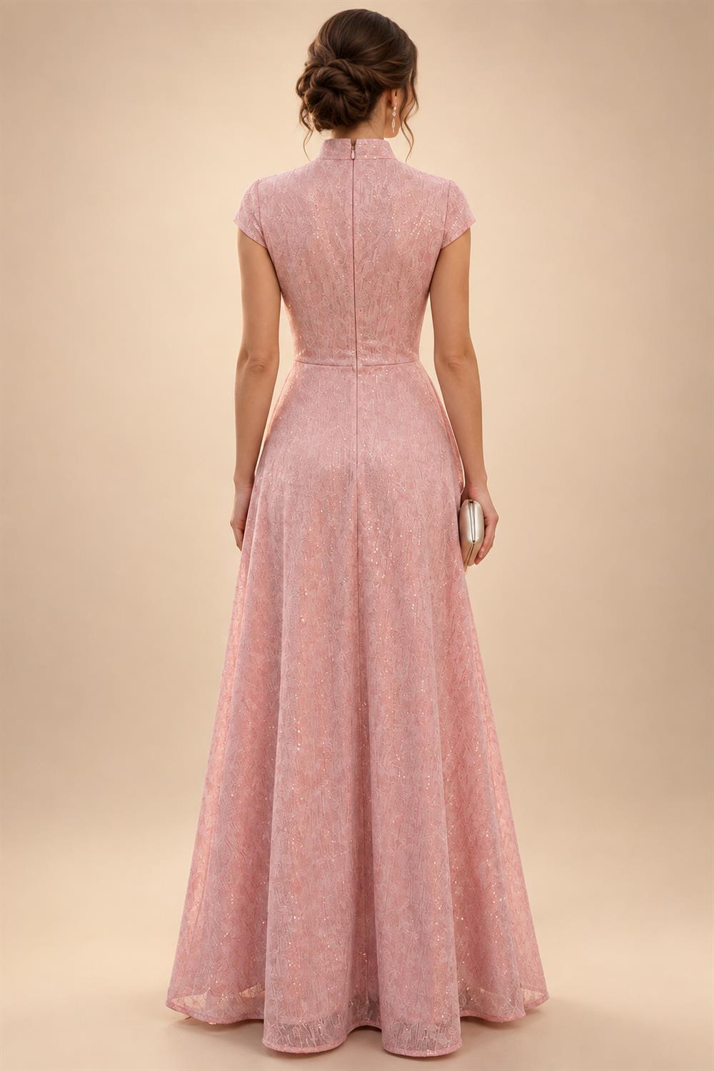 A-Line Metallic Satin Off Shoulder Bow Mother of the Bride & Groom Dresses with Floral Lace Appliques, Ruched Waist & Sweep Train (SHI22500425)