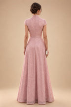 Jacquard A-Line/Princess V-Neck Tea-Length Mother of the Bride & Groom Dresses with Ruched Waist (SHI22501056)