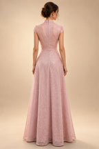 Jacquard A-Line/Princess V-Neck Tea-Length Mother of the Bride & Groom Dresses with Ruched Waist (SHI22501056)