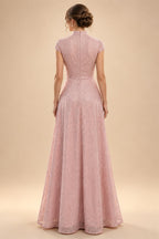 Chiffon Sheath/Column Scoop Neck Floor-Length Mother of the Bride & Groom Dresses with Lace Embroidery Bodice & Ruched Waist (SHI22501513)