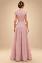 A-Line Floor-Length Chiffon Cape Sleeves Mother of the Bride & Groom Dresses with Tiered Ruffles (SHI22500723)