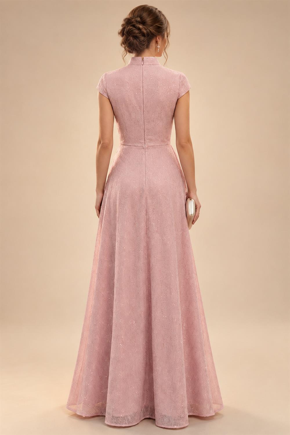 A-Line/Princess V-Neck Chiffon Floor-Length Mother of the Bride & Groom Dresses with Lace Appliques & Pleats (SHI22501605)