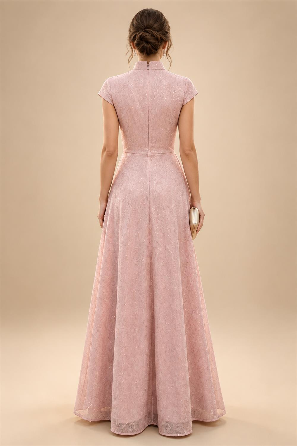 Satin V Neck Floral Print A Line Mother of the Bride Dresses (SHIR1110445)