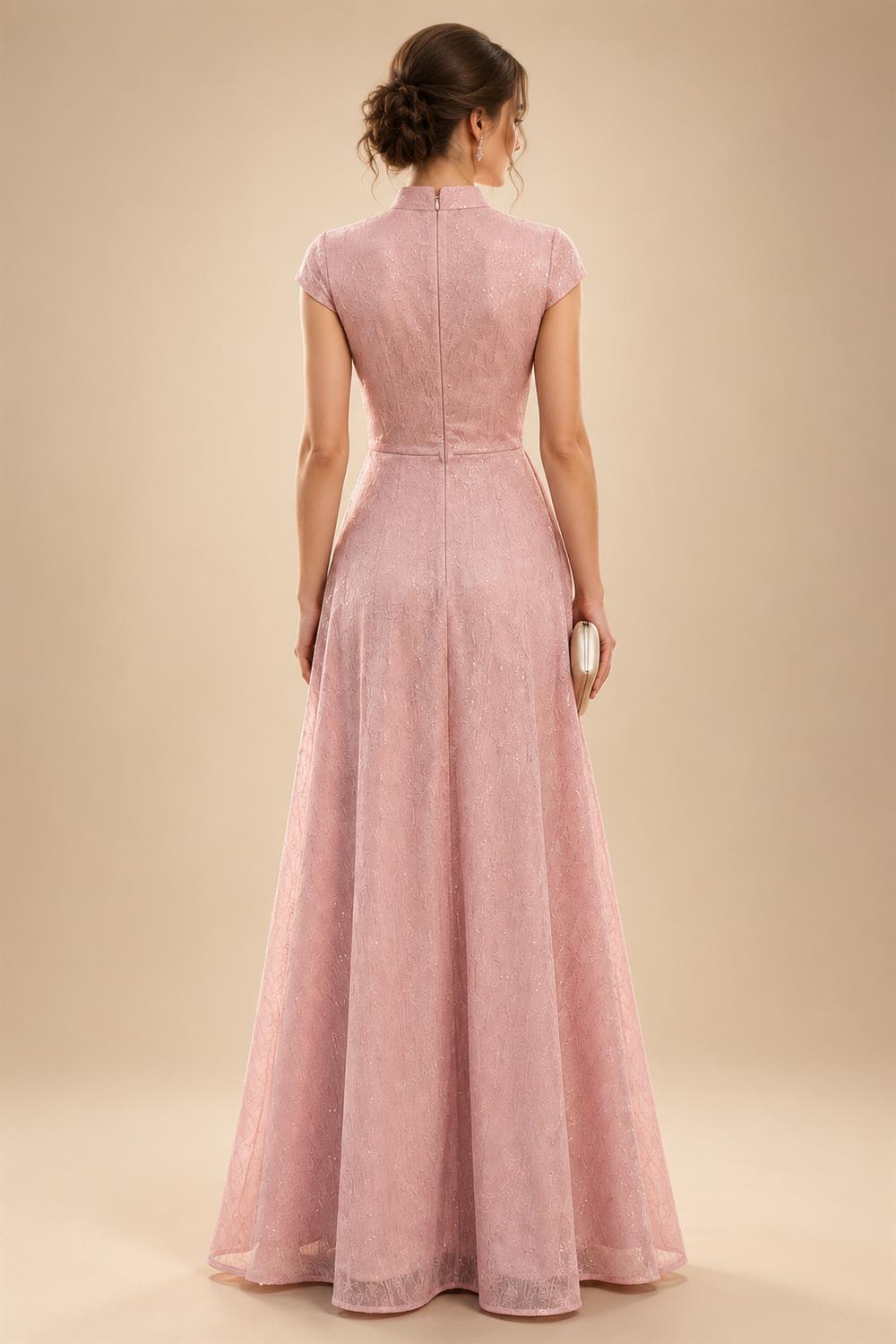 A-Line/Princess Scoop Neck Chiffon Floor-Length Mother of the Bride & Groom Dresses with Lace Appliques & Pleats (SHI22501554)