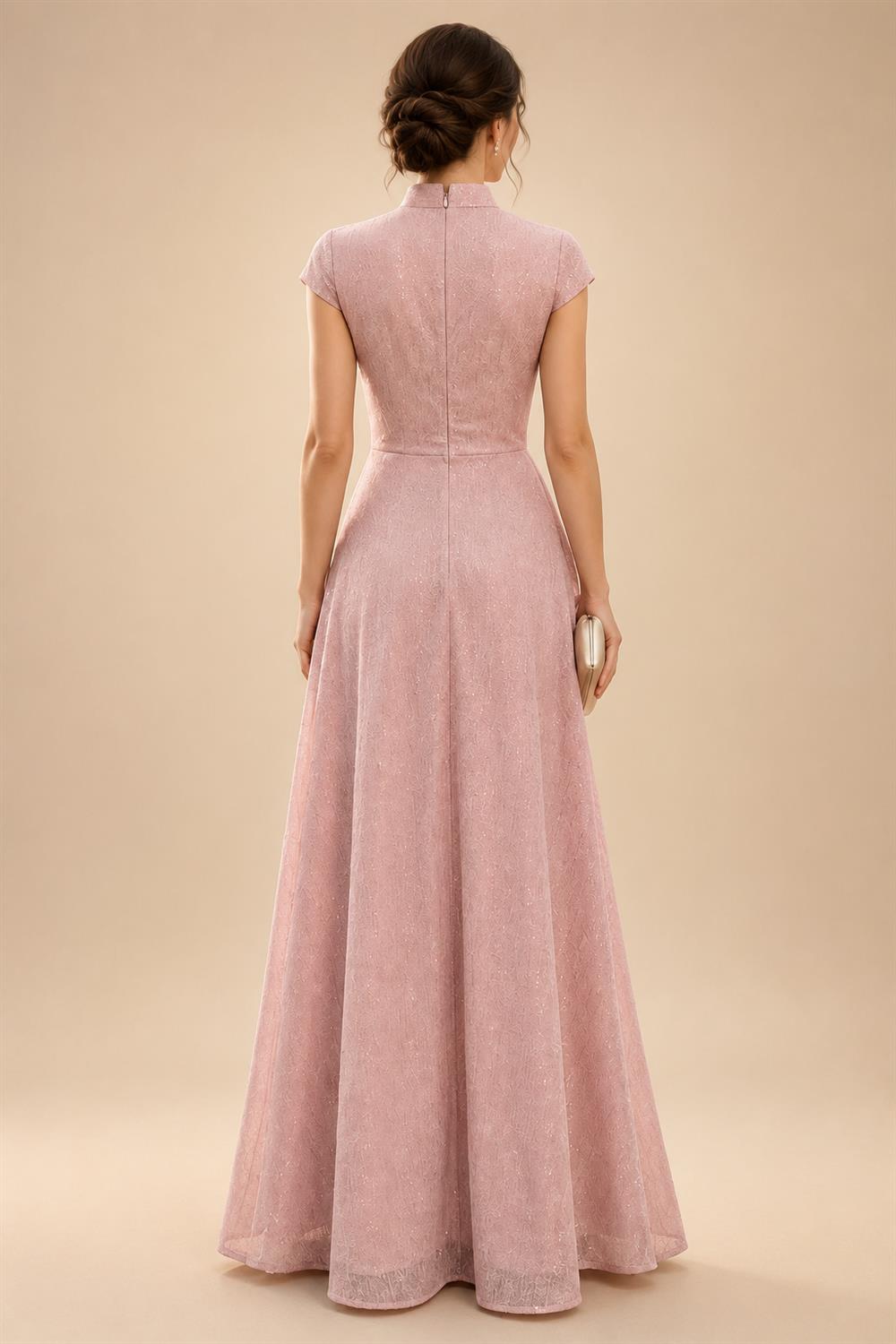 A-Line/Princess Scoop Neck Chiffon Maxi Mother of the Bride & Groom Dresses with 3D Flowers, Sweep Train & Pleats (SHI22501627)