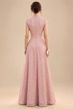Chiffon Sheath/Column V-Neck Floor-Length Mother of the Bride & Groom Dresses with Lace Embroidery Bodice & Ruched Waist (SHI22501510)
