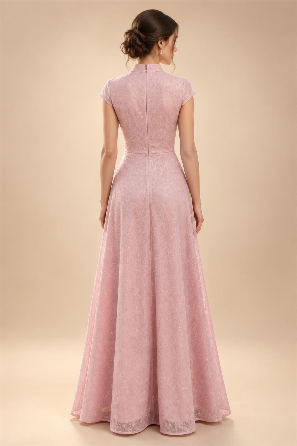 A-Line/Princess Scoop Neck Satin High-Low Mother of the Bride & Groom Dresses with Lace Appliques, Ruffles & Pleats (SHI22501633)