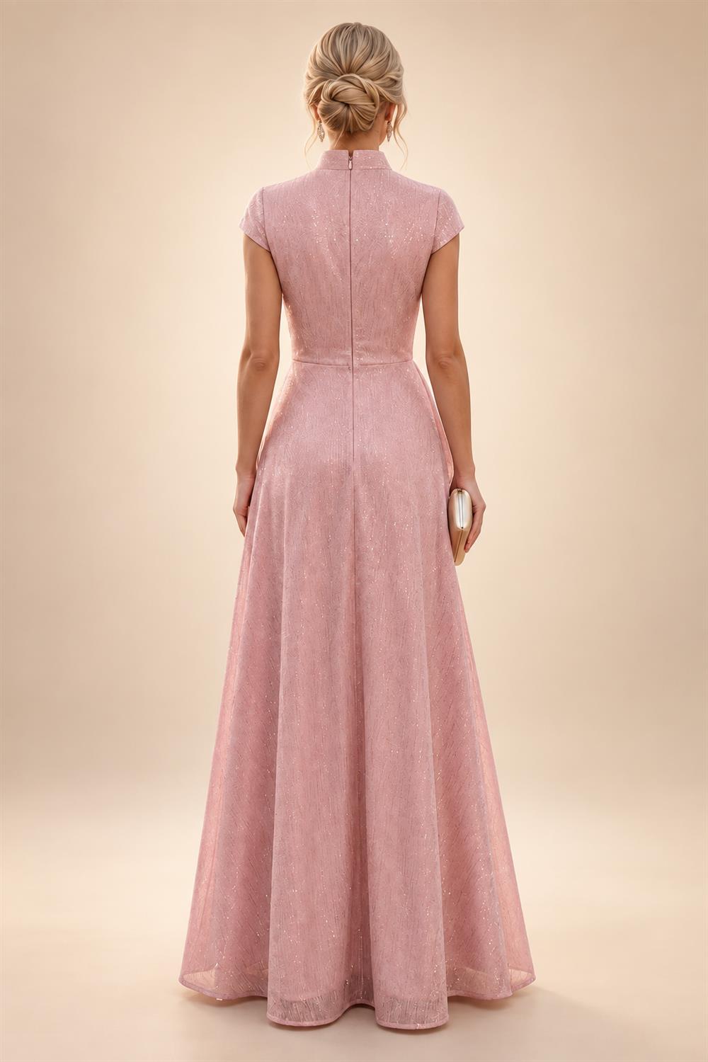 A-Line/Princess V-Neck Floral Embroidery Floor-Length Mother of the Bride & Groom Dresses with Ruched Satin Bodice (SHI22501691)