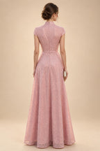 Jacquard A-Line/Princess V-Neck Floor-Length Mother of the Bride & Groom Dresses with Ruched Waist & Pockets (SHI22501298)
