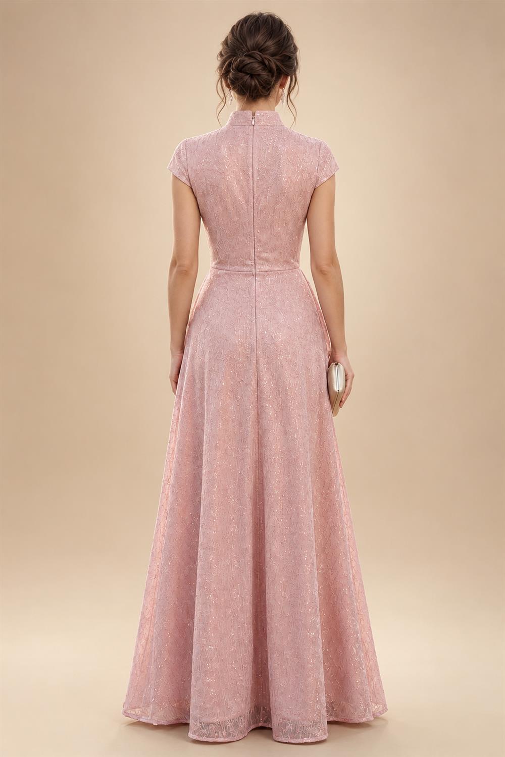 A-Line/Princess V-Neck Chiffon Maxi Mother of the Bride & Groom Dresses with Feather Trim & Pleats (SHI22501651)