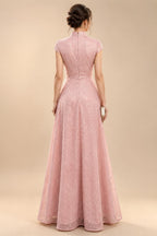 Tulle A-Line/Princess V-Neck Floor-Length Mother of the Bride & Groom Dresses with 3D Flowers (SHI22501351)