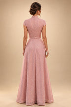 A-Line/Princess V-Neck Chiffon Maxi Mother of the Bride & Groom Dresses with Feather Trim & Pleats (SHI22501651)