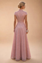 Jacquard Sheath/Column V-Neck Tea-Length Mother of the Bride & Groom Dresses for Women (SHI22501292)