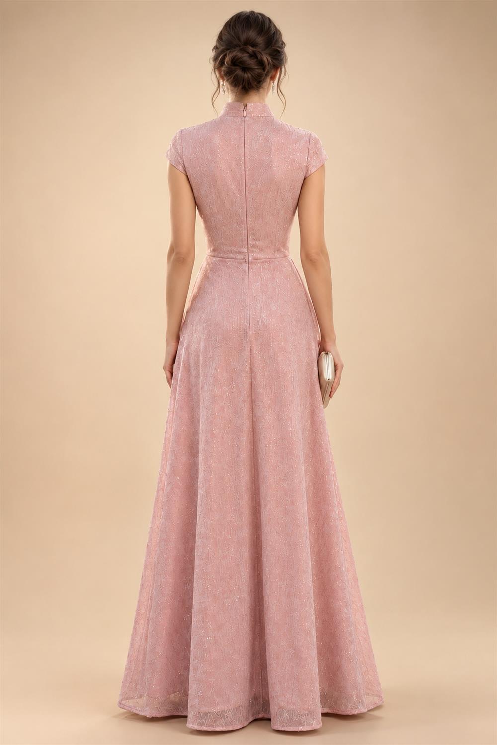 A-Line/Princess Scoop Neck Pleated Satin Evening Dresses with Sequins (SHI22500066)