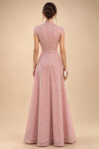 A-Line/Princess Scoop Neck Pleated Satin Evening Dresses with Sequins (SHI22500066)