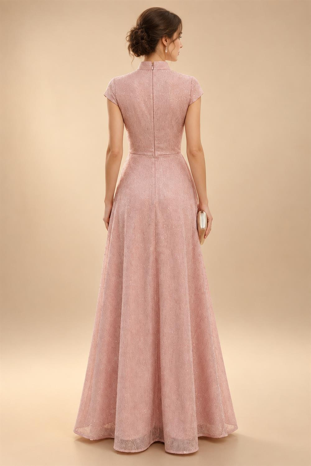 Sheath/Column Scoop Neck Chiffon Maxi Mother of the Bride & Groom Dresses with Lace Appliques, Sweep Train & Ruched Waist (SHI22501642)