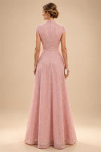 A-Line/Princess V-Neck Chiffon Maxi Mother of the Bride & Groom Dresses with Ruffles, Slit, Ruched Waist & Rhinestones (SHI22501628)