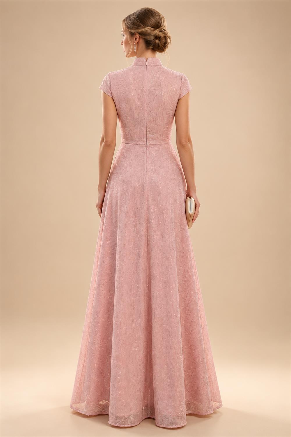 A-Line/Princess V-Neck Chiffon Maxi Mother of the Bride & Groom Dresses with Ruffles, Slit, Ruched Waist & Rhinestones (SHI22501628)