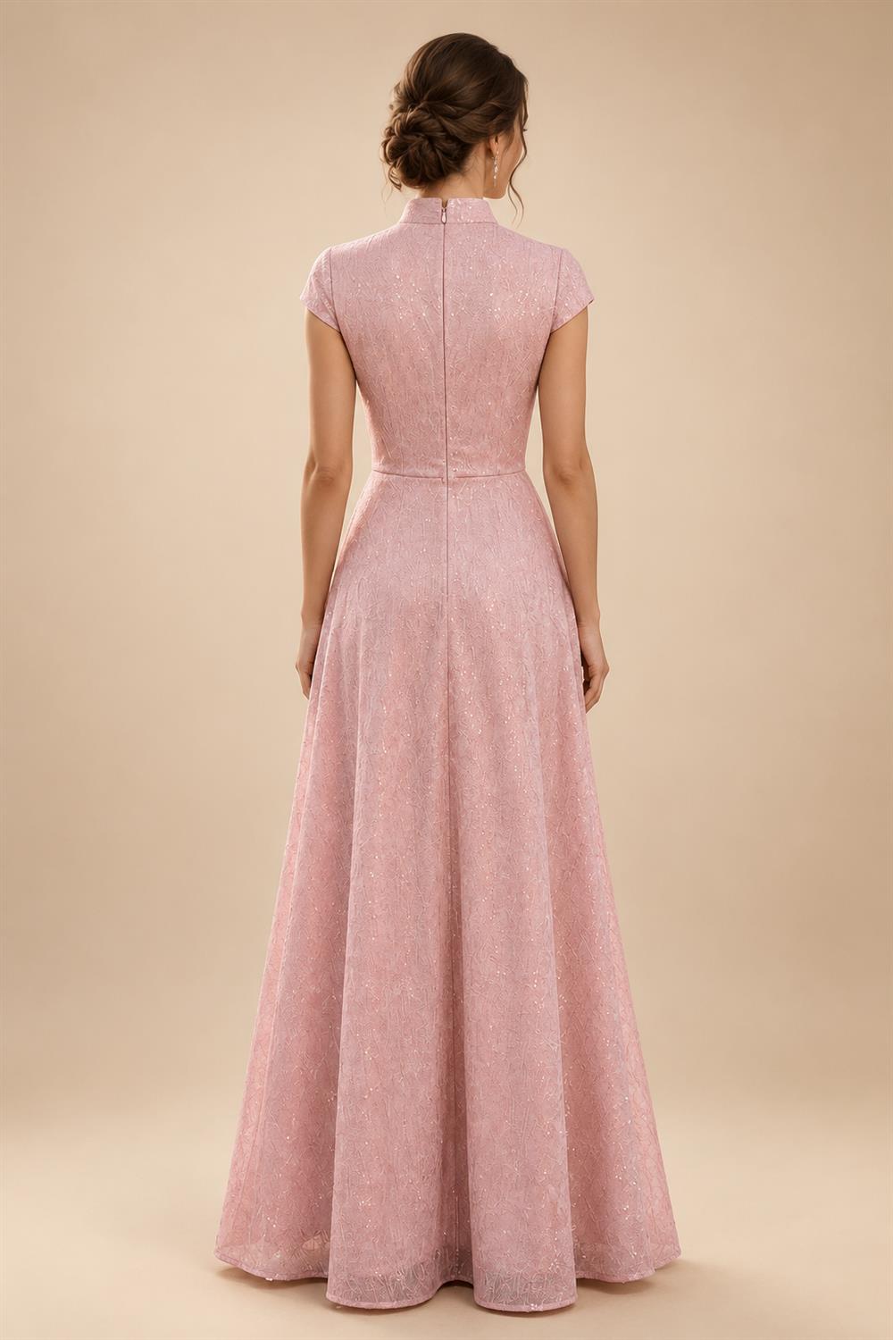 A-Line Chiffon Cape Sleeves Floor-Length Mother of the Bride & Groom Dresses with Ruched Waist (SHI22500705)