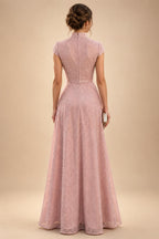 Chiffon Lace A-Line/Princess Off Shoulder Long Mother of the Bride & Groom Dresses with Ruched Waist & Sweep Train (SHI22501250)