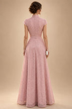 A-Line Chiffon 3/4 Flutter Sleeves Mother of the Bride & Groom Dresses with Beaded Lace Embroidered Bodice (SHI22500645)