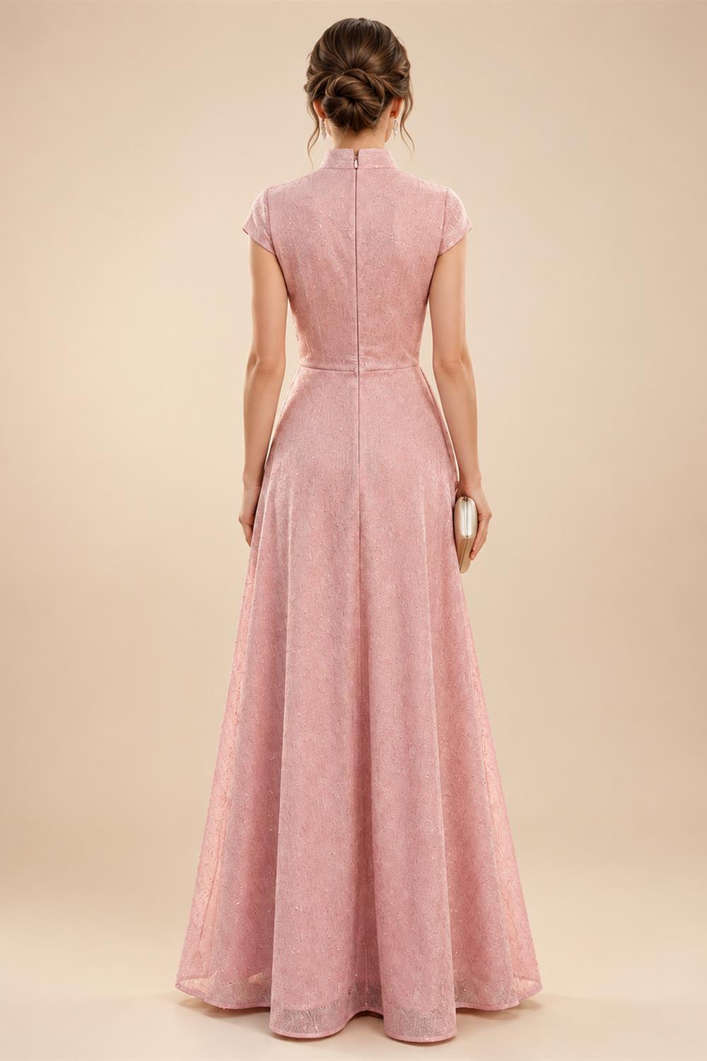 Jumpsuit V Neck Half Sleeve Long Sparkling Mother of the Bride Dresses with Belt (SHI22500201)