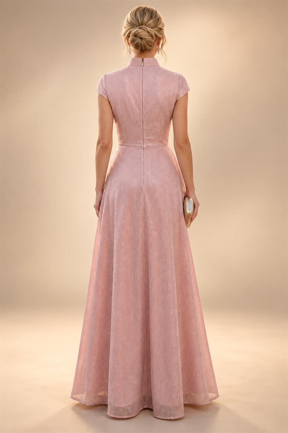 3/4 Sleeve Round Neck Sheath Midi Satin Mother of the Bride Dresses Formal Dress (SHI22500384)