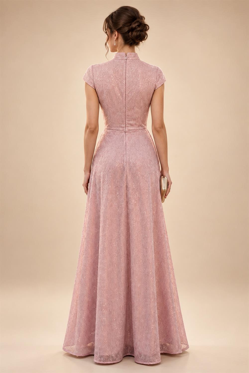 Jacquard Sheath/Column V-Neck Floor-Length Mother of the Bride & Groom Dresses with Ruched Waist (SHI22501057)