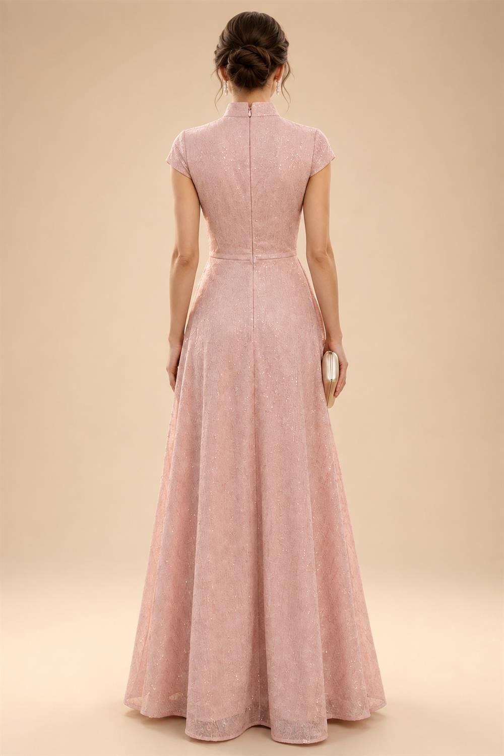 Jacquard Sheath/Column V-Neck Floor-Length Mother of the Bride & Groom Dresses with Ruched Waist (SHI22501057)