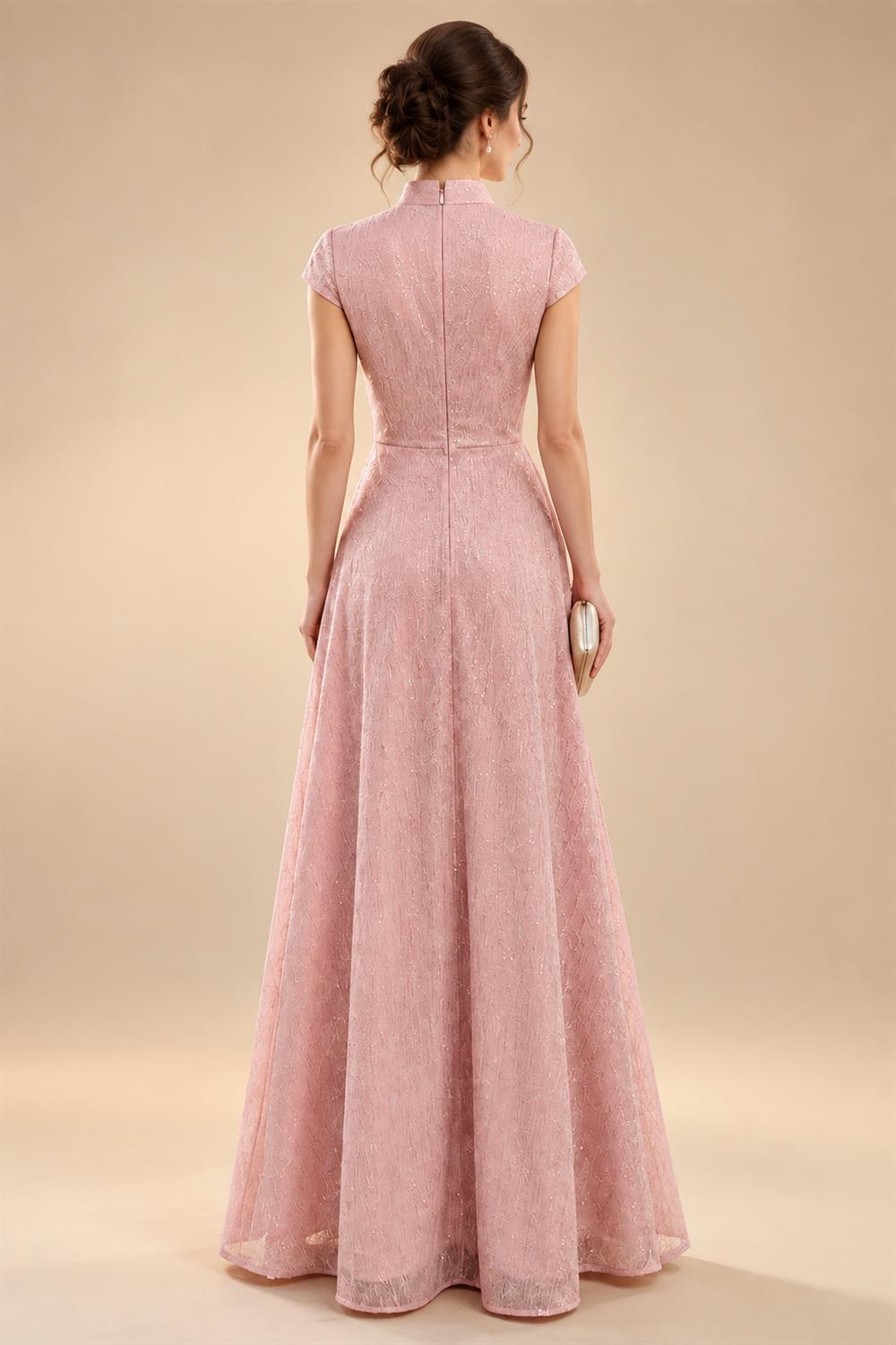 A-Line/Princess Halter Lace Appliques Tea-Length Mother of the Bride & Groom Dresses with 3D Flowers & Ruched Waist (SHI23001321)