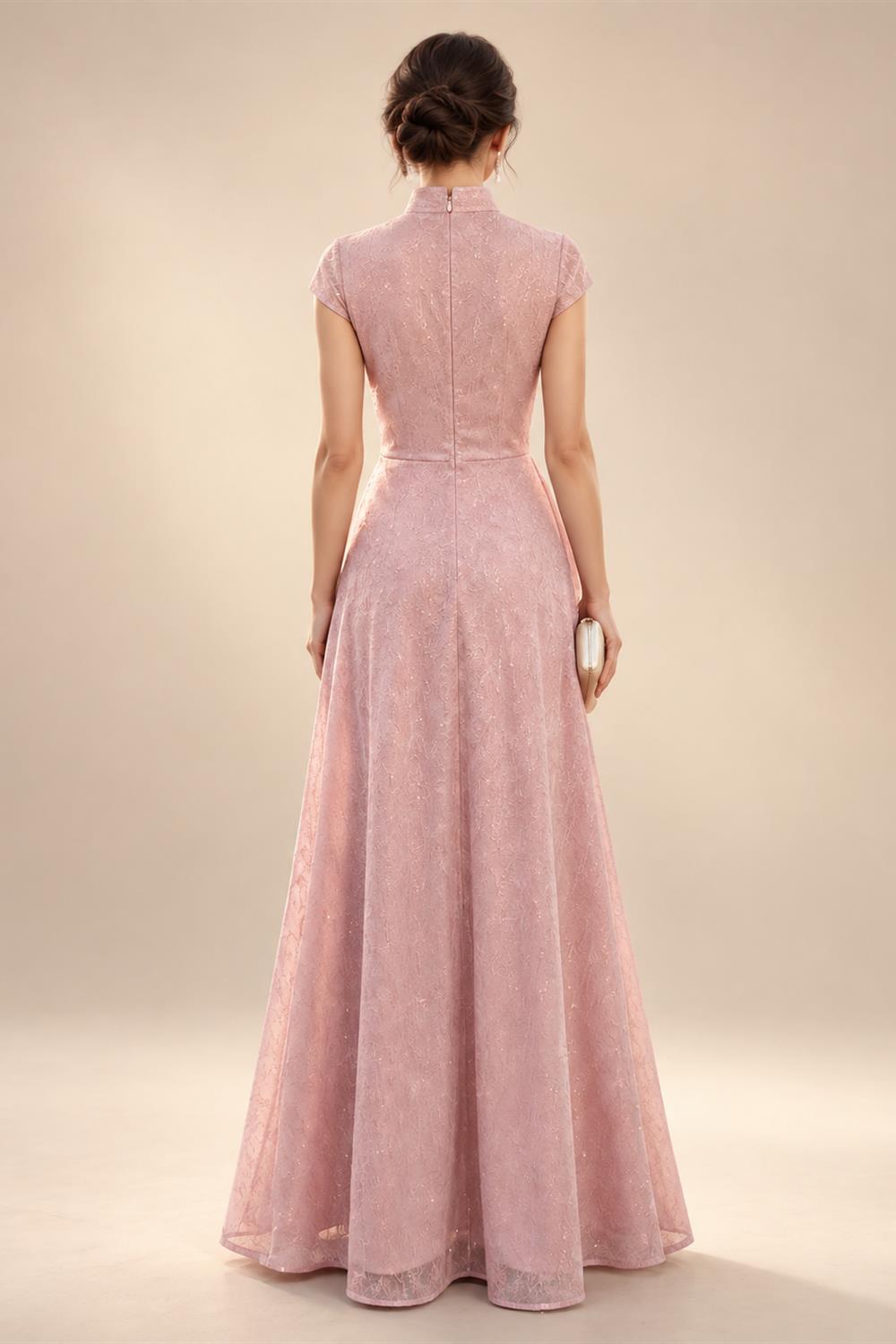 Jacquard Sheath/Column 3/4 Sleeves Floor-Length Mother of the Bride & Groom Dresses with Ruched Waist & Rhinestones (SHI22500801)