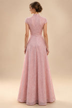 A-Line/Princess V-Neck Chiffon Maxi Mother of the Bride & Groom Dresses with Lace Appliques, Sweep Train, Ruffles, 3D Flowers & Ruched Waist (SHI22501653)