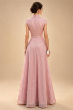 Jacquard A-Line/Princess Asymmetric Neck Floor-Length Mother of the Bride & Groom Dresses with Pleats (SHI22501354)