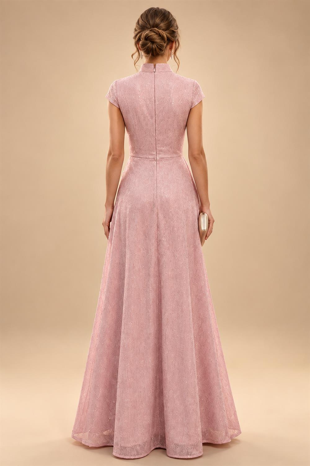 A-Line/Princess Scoop Neck Chiffon Floor-Length Mother of the Bride & Groom Dresses with Lace Appliques & Pleats (SHI22501611)