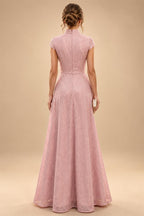 A-Line/Princess Scoop Neck Chiffon Floor-Length Mother of the Bride & Groom Dresses with Lace Appliques & Pleats (SHI22501611)