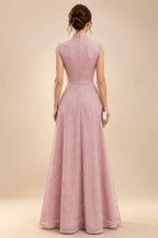 2-Piece A-Line Chiffon 3/4 Sleeves Mother of the Bride & Groom Dresses with Scalloped V-Neck Lace Bodice (SHI22500637)