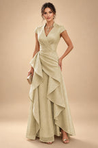 A-Line/Princess V-Neck Floor-Length Mother of the Bride & Groom Dresses with Ruffles & Ruched Waist (SHI22501284)