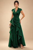 A-Line/Princess V-Neck Floor-Length Mother of the Bride & Groom Dresses with Ruffles & Ruched Waist (SHI22501284)