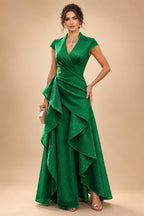 A-Line/Princess V-Neck Floor-Length Mother of the Bride & Groom Dresses with Ruffles & Ruched Waist (SHI22501284)