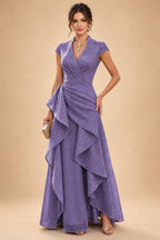 A-Line/Princess V-Neck Floor-Length Mother of the Bride & Groom Dresses with Ruffles & Ruched Waist (SHI22501284)